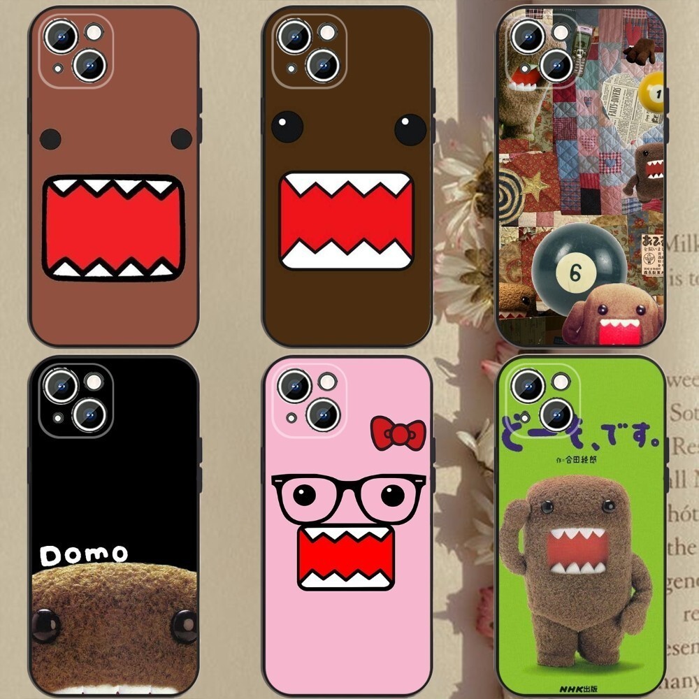 น่ารัก Domo-Kun เคสโทรศัพท์สําหรับ Apple Iphone 15,14,13,12,11,Xs,Xr,X,8,7,Pro,Max,Plus,Mini ซิลิโคนสีดําปลอก Iphone 15 14 11 13 12 Pro Max Mini Plus