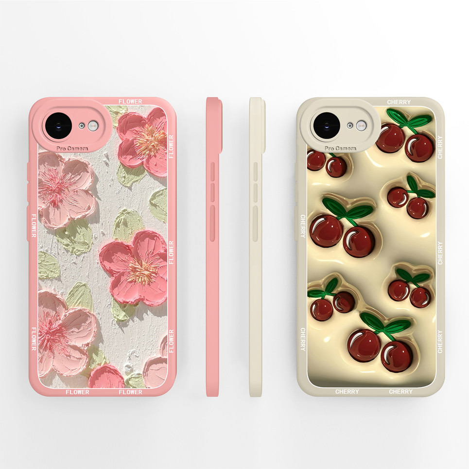 ดอกไม้สีชมพูสําหรับ iPhone 17E ปลอกสําหรับ iPhone SE 2026 ครอบคลุมเต็มรูปแบบซิลิโคนเหลวคุณภาพสูงฝาครอบโทรศัพท์ป้องกัน