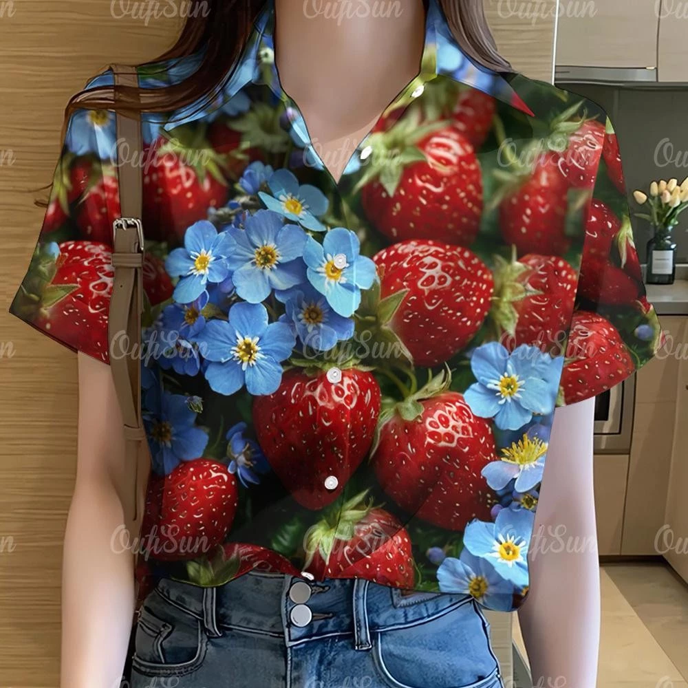 เสื้อเชิ้ตฮาวายแขนสั้นลายดอกไม้สีรุ้ง สำหรับผู้หญิง thumbnail 7