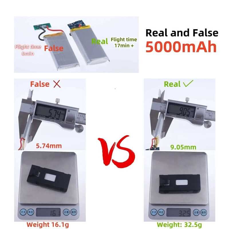 ❥ อัพเกรด 5000Mah แบตเตอรี 3.7V แบตเตอรีสําหรับ E88 E88pro E99 E525 P1 K3 P10 A13 S98 Drone RC