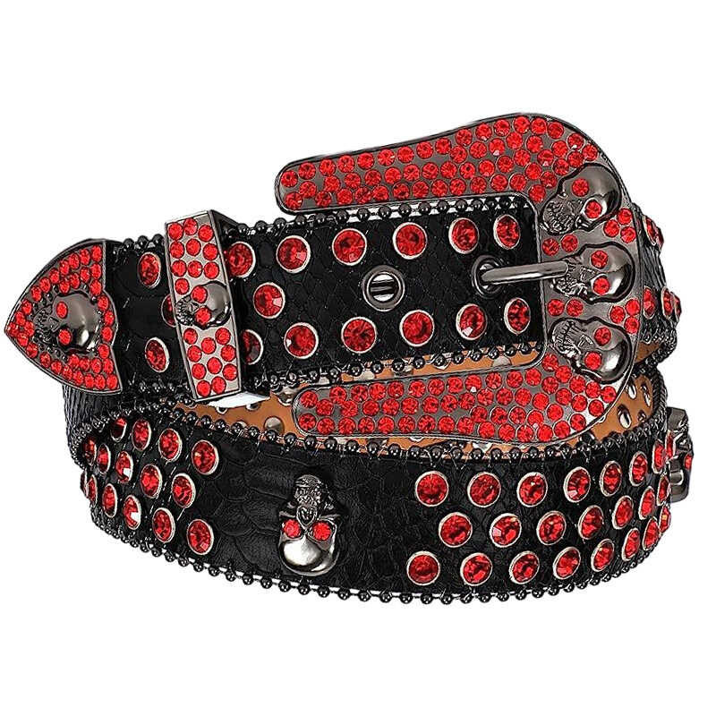 3 Fashion Versatile Men's Skull Head Ins With Diamond Women's Decoration High Grade Rivet Y2k Belt