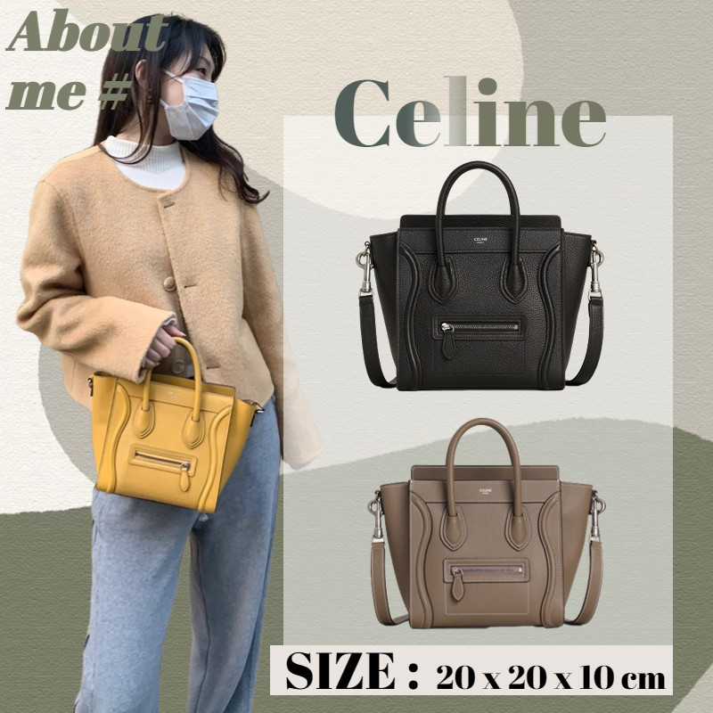 ♞,♘เซลีน /celine LUGGAGE NANO bag in calf leather/กระเป๋าถือ/ผู้หญิง/สีดำ