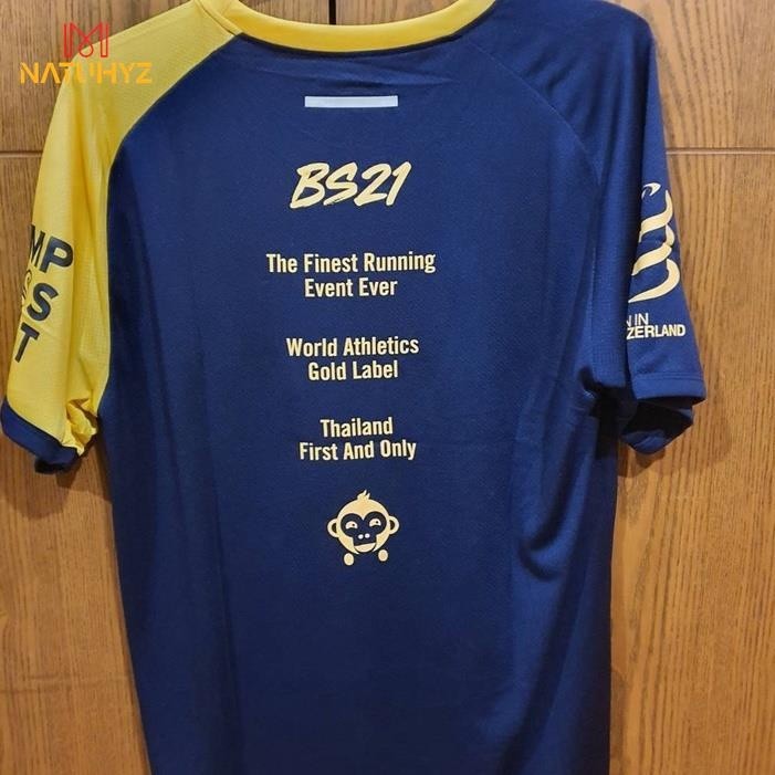 【 ชื ่ อและหมายเลขที ่ กําหนดเองฟรี 】Compressport เสื้อที่ระลึกงานวิ่งบางแสน21 Gold Label จากแบรนด์คอมเพรสสปอร์ต ใส่วิ่ง ออกกำลังกาย