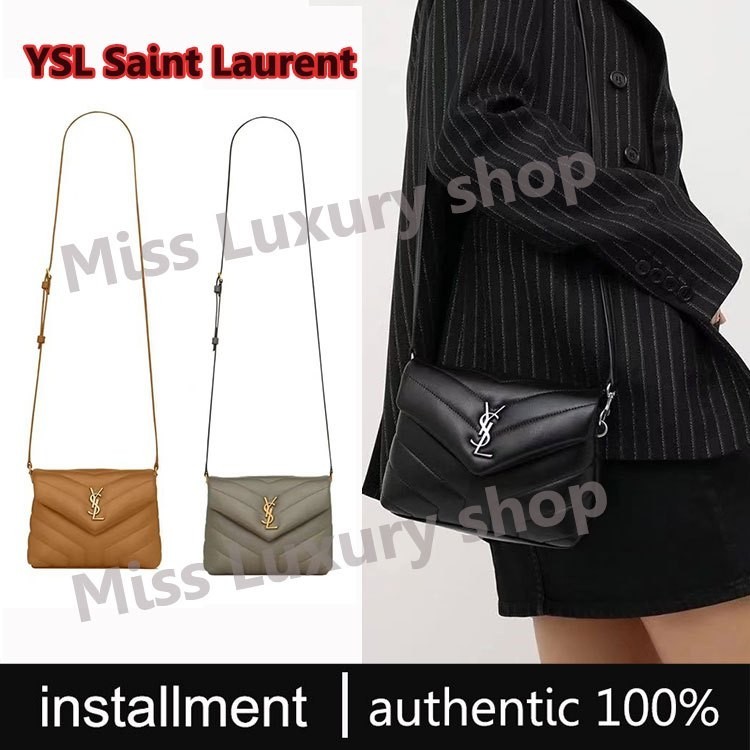 ♞YSL Yves Saint Laurentกระเป๋าไขว้ไหล่ข้างหนึ่งของแท้100%