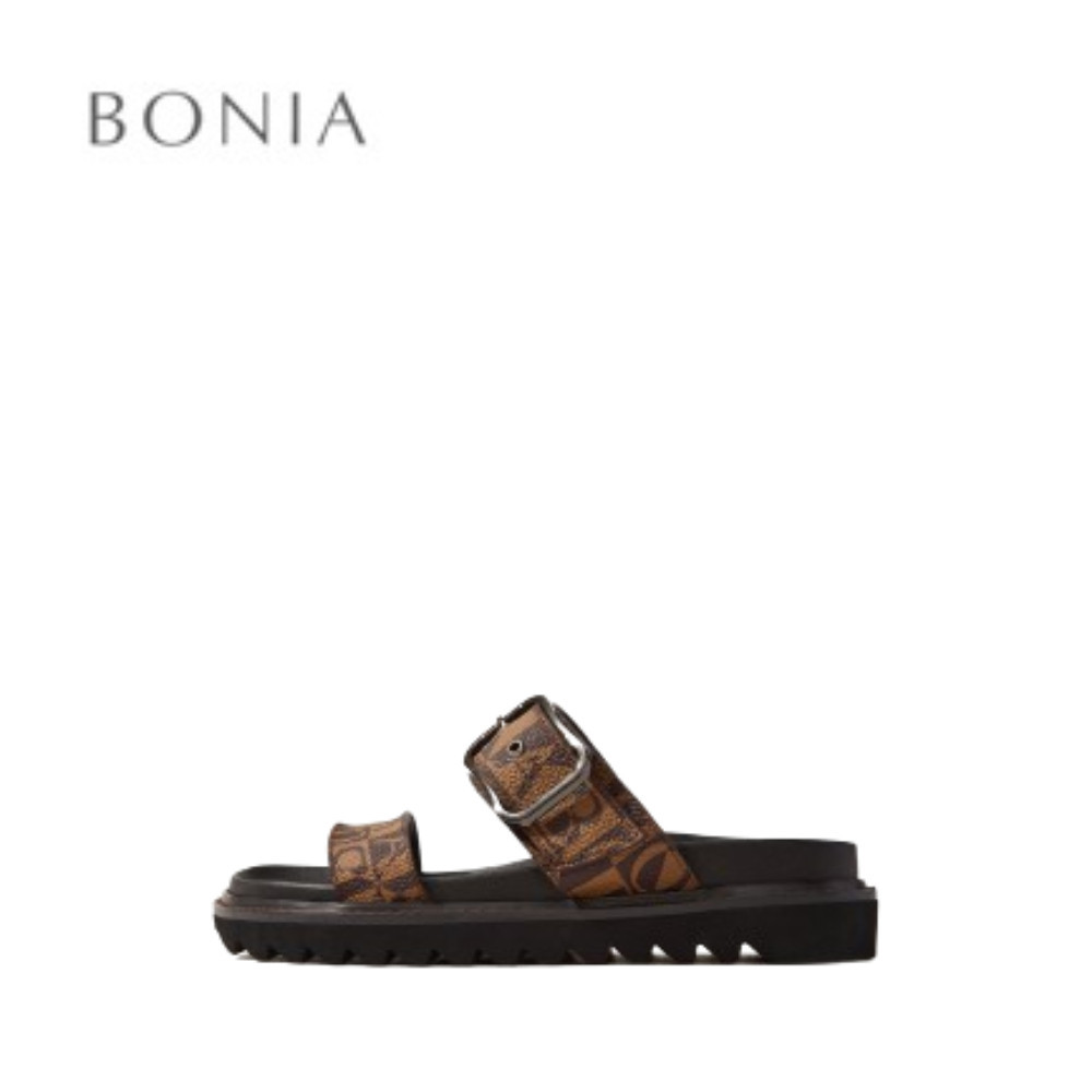 Bonia รองเท้าแตะรัดส้น สีน้ําตาลเข้ม Tessa
