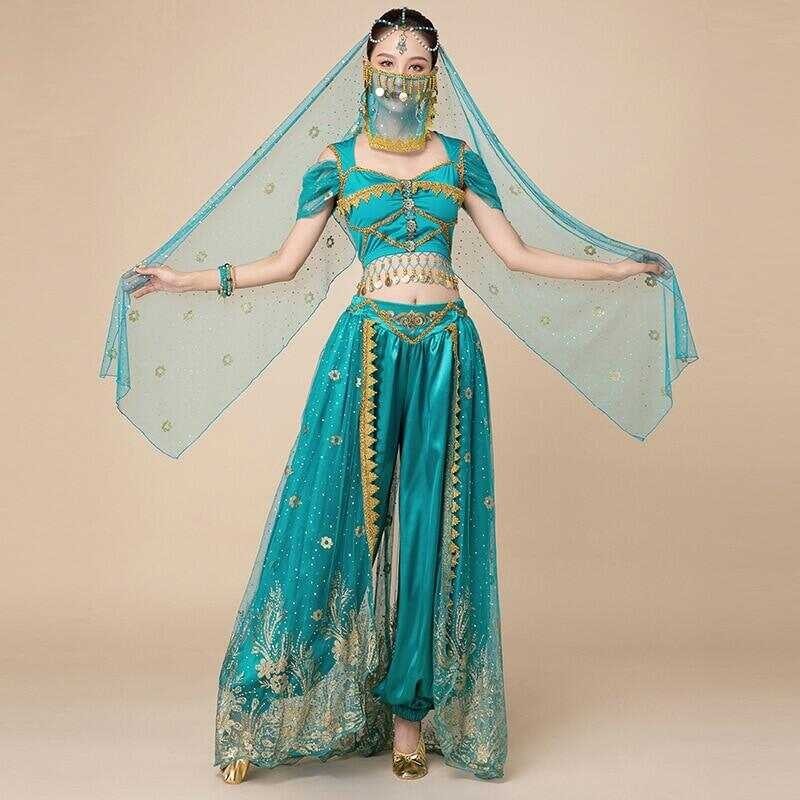 Festival Arabian Princess Costumes Indian Dance Embroider Bollywood Jasmine Costume Party Cosplay J