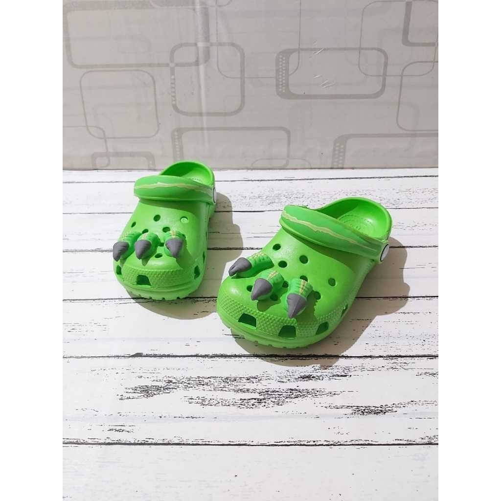 รองเท ้ าแตะ Crocs kids Dino Clogs/Crocs Clog kids/Diosaurs/Sandals Rubber kids Strap/Sandals ลายเด