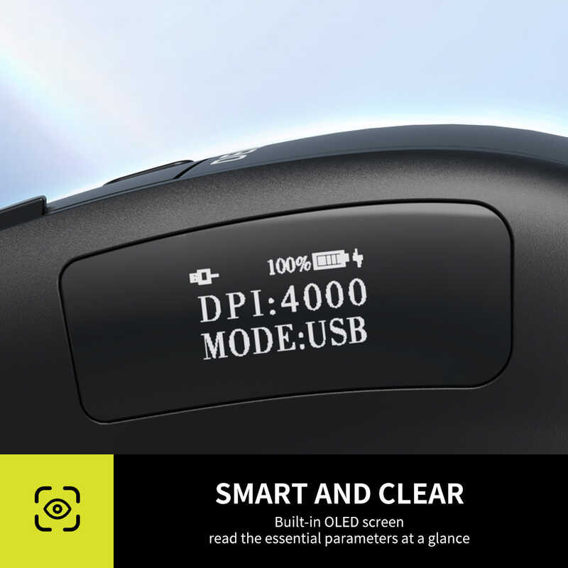 M912DB Wired&Wireless Delux Ergonomic Vertical Mouse OLED Screen MAX 4000DPI Rechargeable with Thum