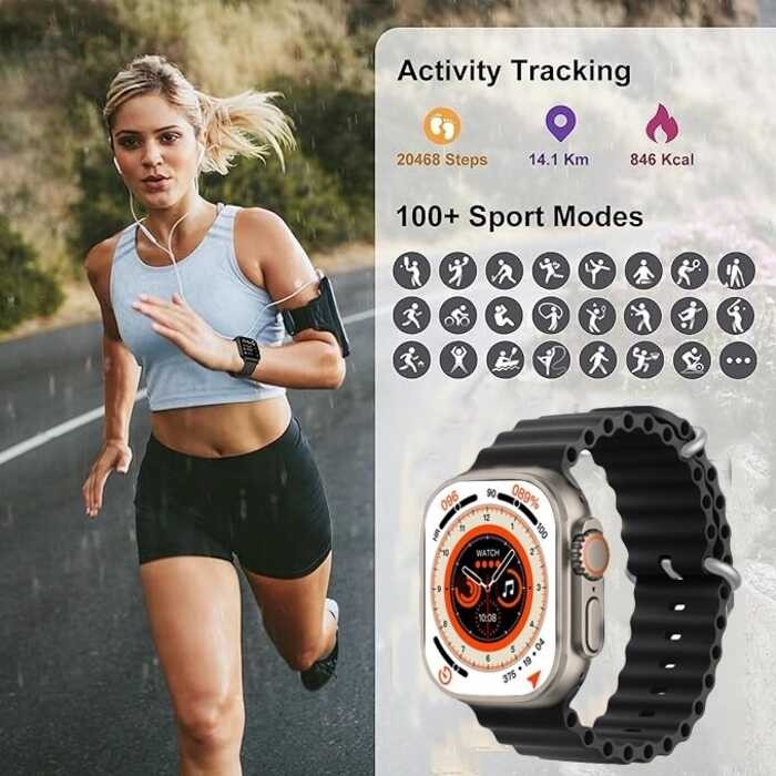 Ultra Max S8 smartwatch AMOLED supports Thai, full screen touch, and blood oxygen measurement