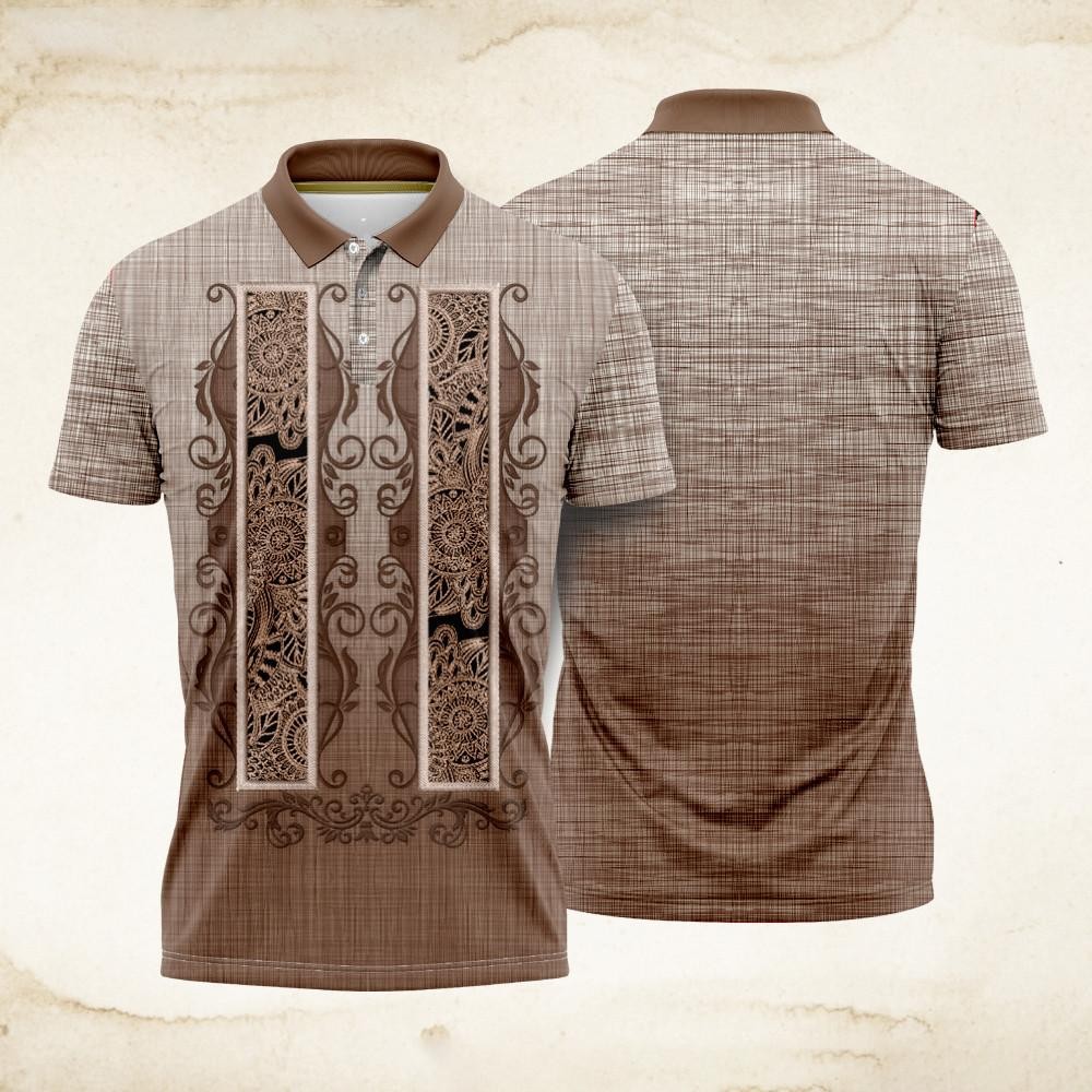 ผู้ชาย เสื้อโปโลบาเรียน เสื้อโปโลสําหรับผู้ชาย เสื้อโปโลวินเทจ เสื้อโปโลชาติพันธุ์ ขนาดใหญ่เกินไป ย้อนยุค รูปแบบ 01