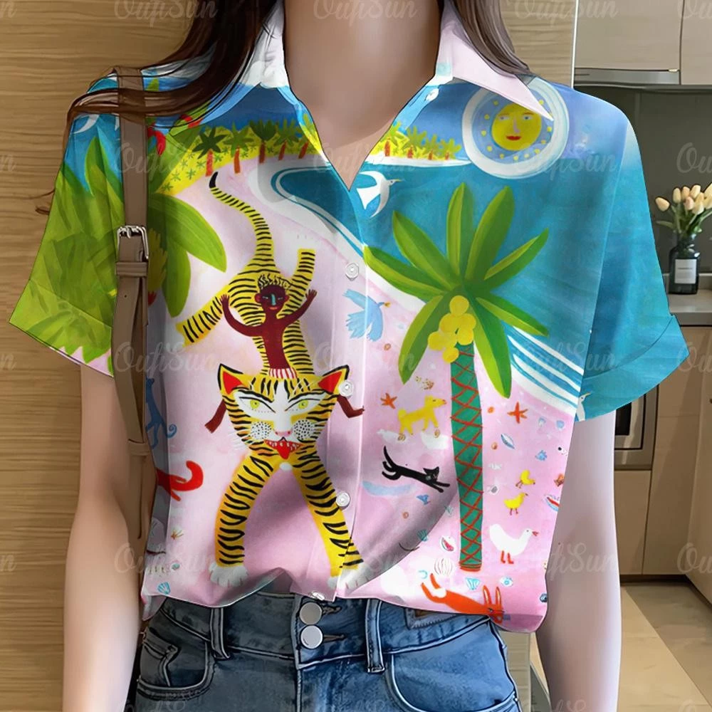 เสื้อเชิ้ตแขนสั้นพิมพ์ลายดอกไม้ สไตล์ฮาวาย thumbnail 6