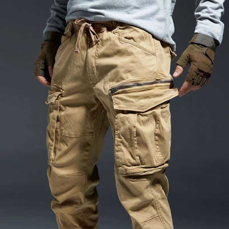❤️ ผู้ชาย Joggers Cargo กางเกงยุทธวิธี Combat Overalls กองทัพทหารหลายกระเป๋า Casual Sweatpants