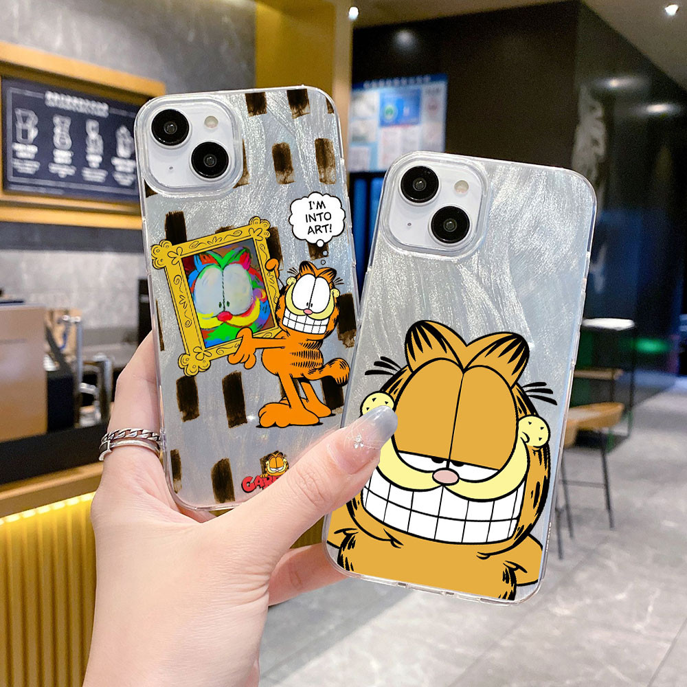 การ์ตูน Garfield Cat Feather เลเซอร์สําหรับ XIAOMI 11LITE POCO M6 X3 X6 X5 M3 F5 C65 C50 C51 C61 C55