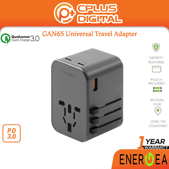 Energea TravelWorld Adapter 35 35.5W / GAN65 65W Universal Travel Adapter พร้อม PD / PPS / QC3.0