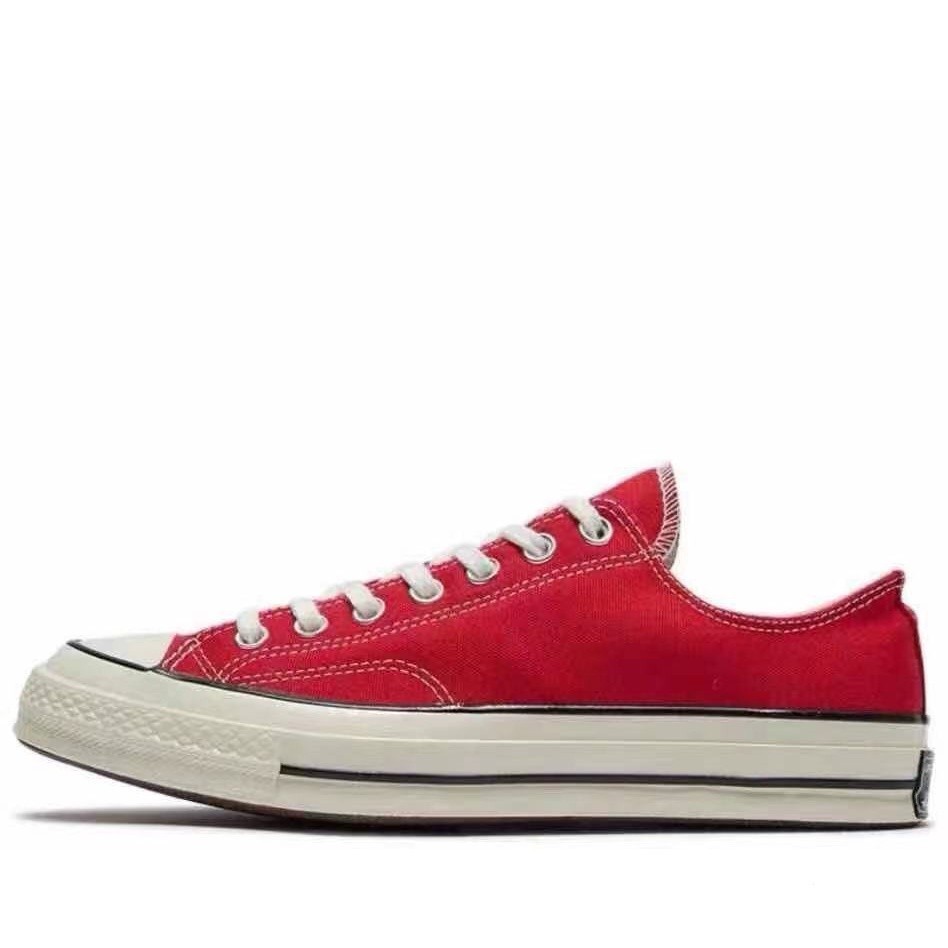 ♞Converse 1970s สีแดงสูงด้านบนผ้าใบด้านบนคู่กีฬานักเรียนยาง Sole Unisex Casual สเก็ตบอร์ด รองเท้า ส