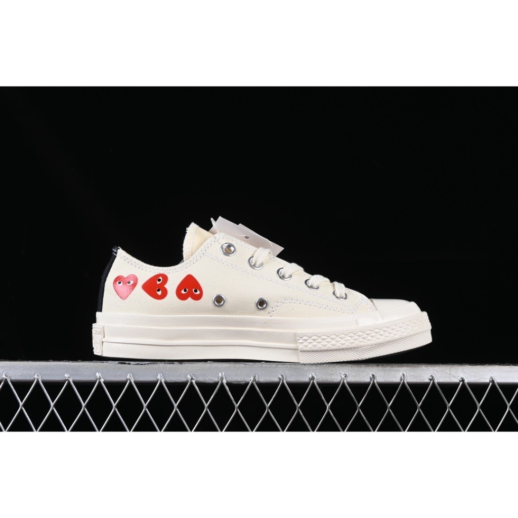 ♞Converse Chuck Taylor All Star 70 Low Cut Ox Comme Des Garcons CDG PLAY Multi-Heart White 162975C