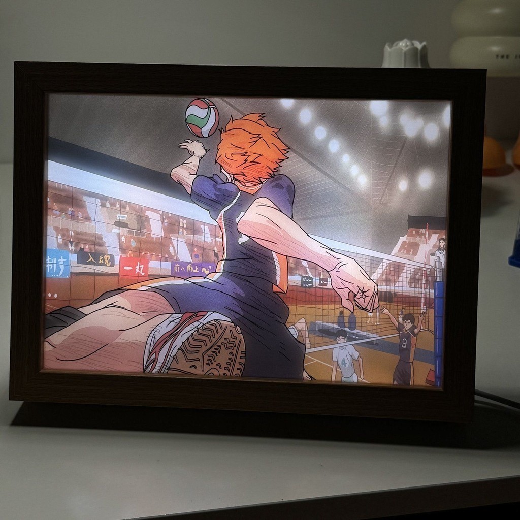 Haikyuu ภาพวาดโคมไฟ Shoyo Hinata Tobio Kageyama รูป Night Light ของขวัญสําหรับแฟน Haikyuu