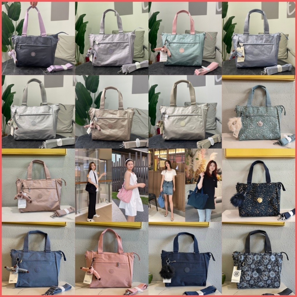 ในสต็อก Kipling Womens Tote Bag AMIEL อัพเกรดกระเป๋าสะพายไนลอนกันน้ํากระเป๋าสะพายข้าง KI3152