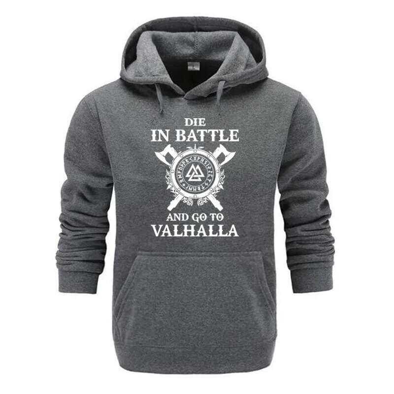 ❤️ Odin Vikings ชาย Die Battle และ Go To Valhalla Hoodie เสื้อ Crewneck 2021ฤดูหนาวฤดูใบไม้ร่วง