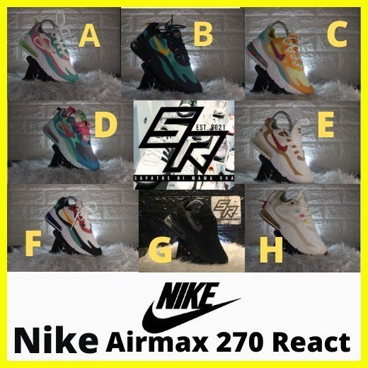 ♞,♘,♙(ดึงห้างสรรพสินค้าโรงงาน) Nike Air Max 270 React Women's รองเท้า light


