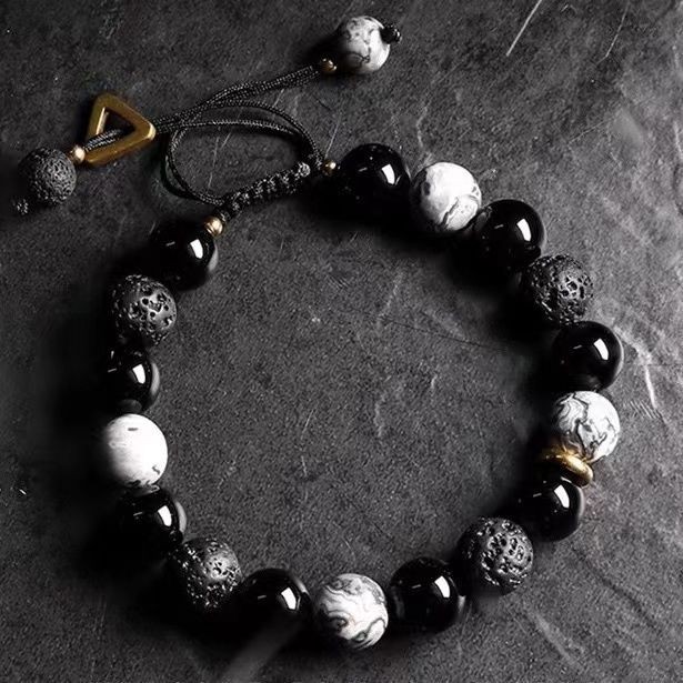 ♞,♘,♙New Obsidian Men's Bracelet Volcanic Stone Bead Bracelet
