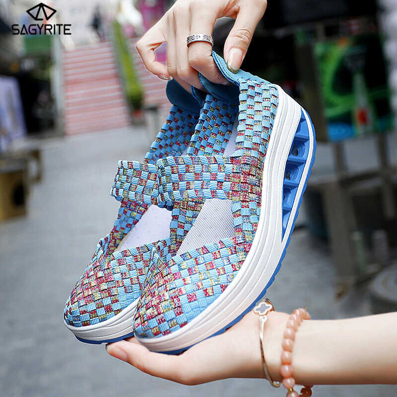 Wedge ❤ SAGYRITE Platform Sandals For Women Height Increase 6Cm Woven Shoes Korea Wedge Sandals Hig