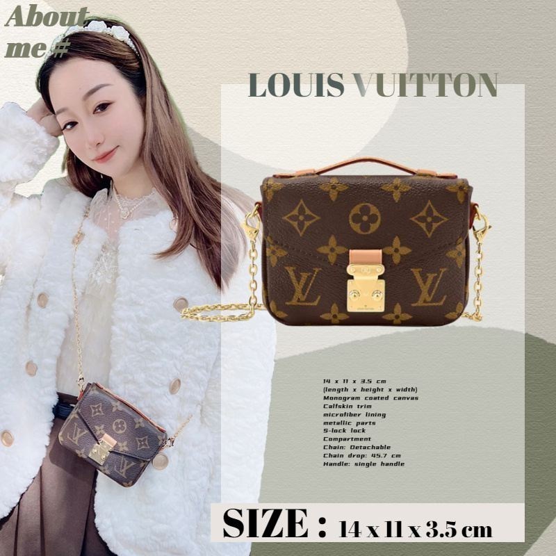 ♞,♘หลุยส์ วิตตอง Louis Vuitton MICRO METIS bagผู้หญิง/กระเป๋าสะพายไหล่/กระเป๋าสะพายข้าง M81267