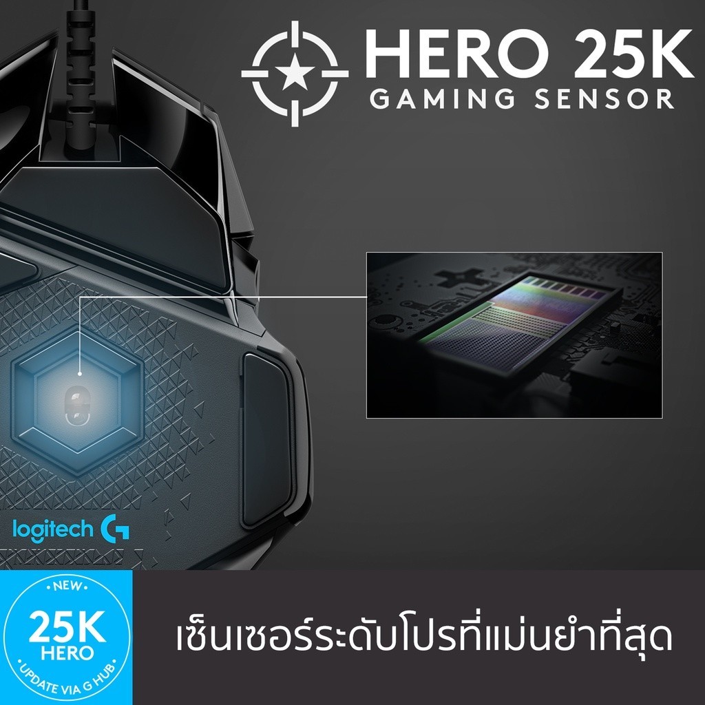 



 ♞Logitech G502 Hero High Performance Gaming Mouse 25,600 DPI (เมาส์เกมมิ่งใช้สาย USB Hero เซ็น