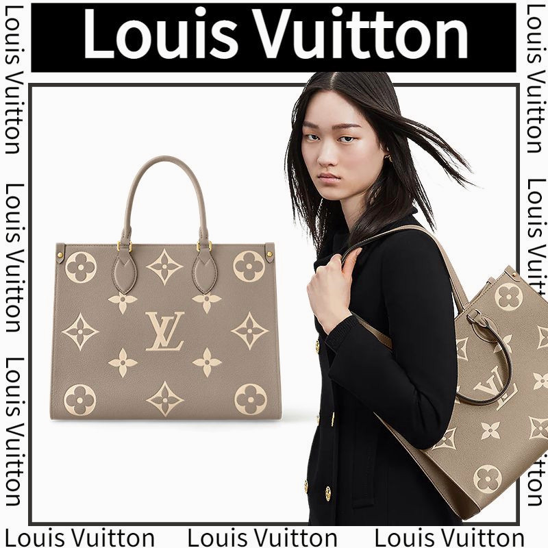 ♞,♘,♙หลุยส์วิตตอง  Louis Vuitton  ONTHEGO/กระเป๋าสะพายข้าง/กระเป๋าถือ/กระเป๋าสะพายข้าง