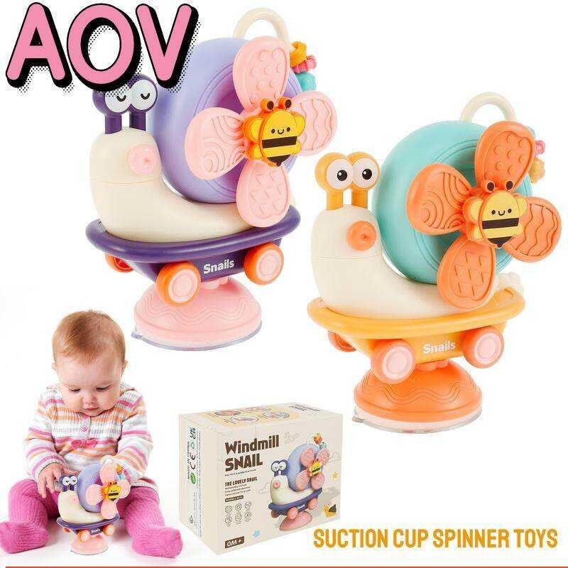 AOV Detachable Spinning Bath Toys Early Education Toys Suction Cup Spinner Toys For Baby Cute Carto