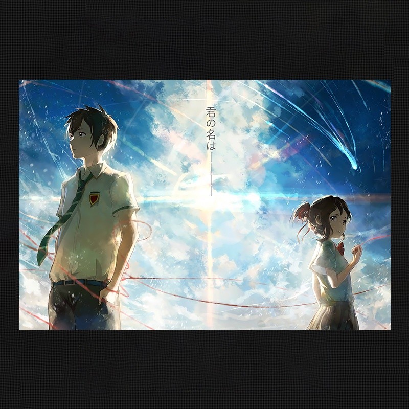 โปสเตอร์สติกเกอร์ฟิล์ม ลายการ์ตูนอนิเมะ Your Name Makoto Shinkai สไตล์ญี่ปุ่น สําหรับติดตกแต่งผนังห้องนอน หอพัก