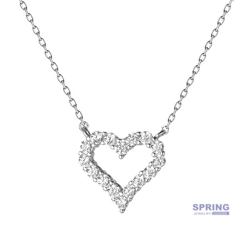 หรูหรา 925 เงินหัวใจ Moissanite สร ้ อยคอ 18K ทองชุบ Moissanite จี ้ เครื ่ องประดับ Clavicle Chain