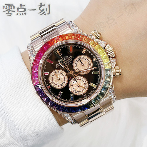 Rolex Rolex Daytona 18K Rose Gold Back Diamond Rainbow Circle นาฬิกาผู ้ ชาย