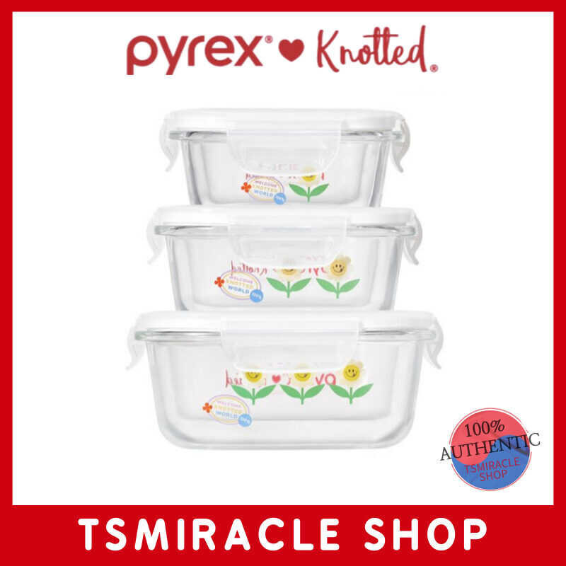 Glass PYREX Knotted Airtight Container Collection(Square,Rectangle,Round)