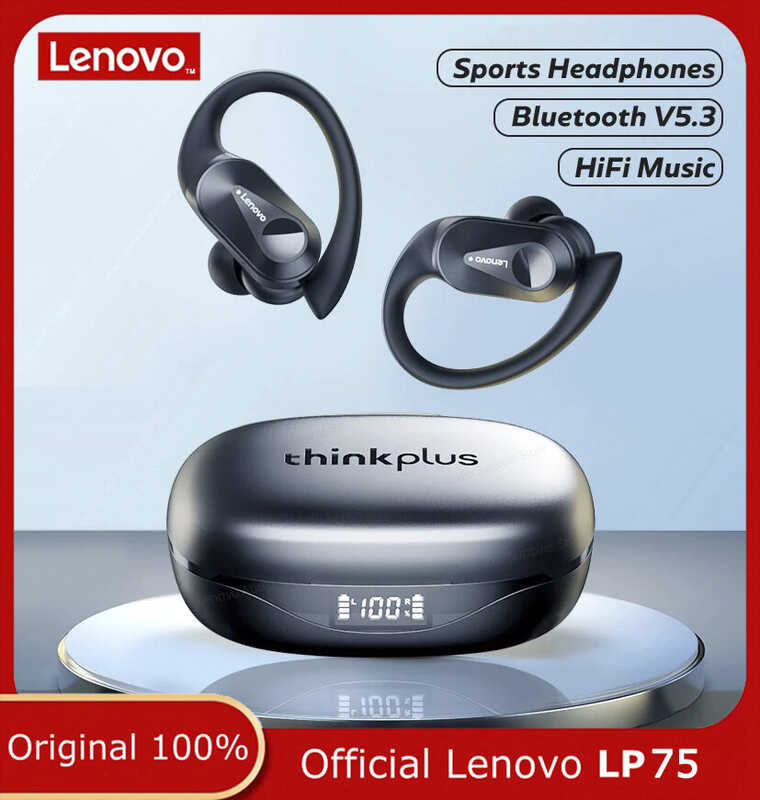 Lenovo LP75 TWS 5.3 Wireless Bluetooth Sport LED Digital Display Headset Noise Reduction A