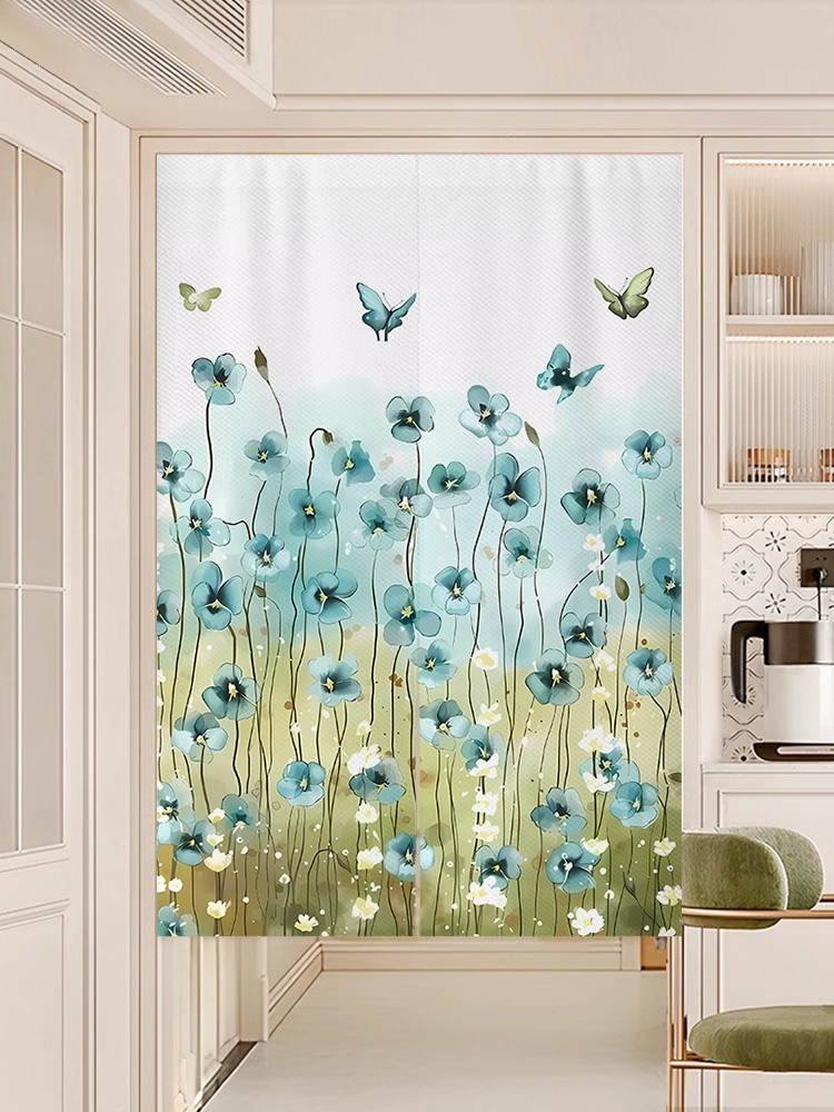 แนะนำ ผ้าม่าน ผ้าม่านประตูพืชสีเขียวสดห้องนอนห้องม่านกั้นในครัวเรือนไม่พรุนห้องครัวและห้องน้ําแรเงาผ้าม่านครึ่งตัดผ้า ราคาพิเศษ มีเก็บเงินปลายทาง