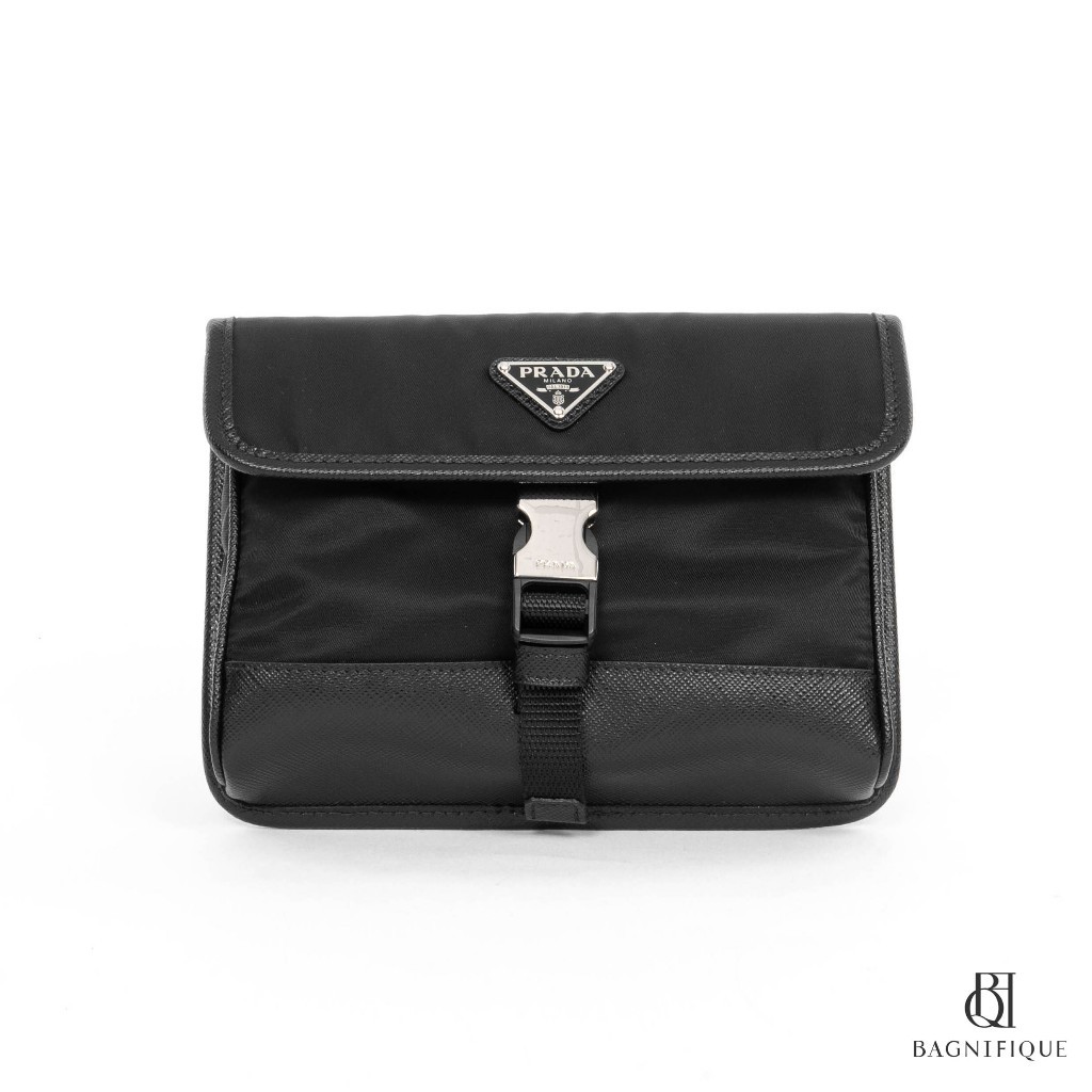NEW P R A D A MESSENGER 2ZH108 BLACK NYLON SHW