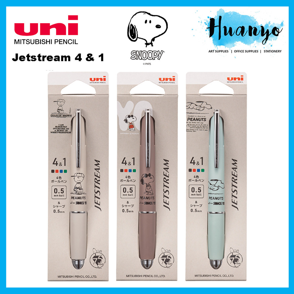 Uni Jetstream Peanuts Snoopy 4 in 1 Multi Ink Ball pen & Mechanical Pencil 0.5mm 4&1(Black , Blue, &