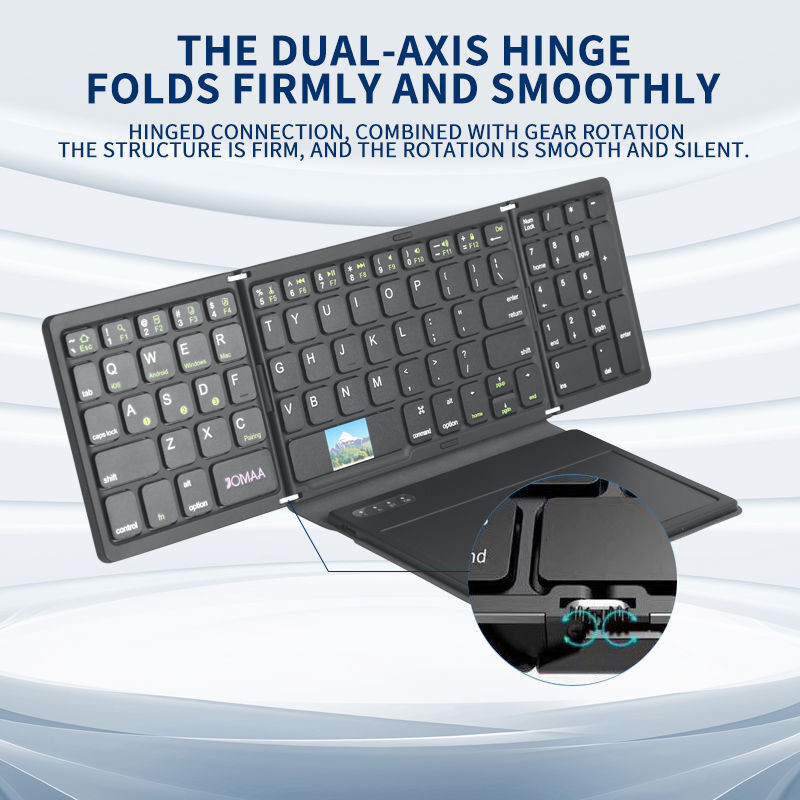 Jomaa คีย์บอร์ดแบบพับได้แบบเต็ม zise พร้อมแป้นตัวเลขทัชแพดคีย์บอร์ด Bluetooth แบบชาร์จไฟได้พับสําหรับแล็ปท็อป iPad Windows Mac OS