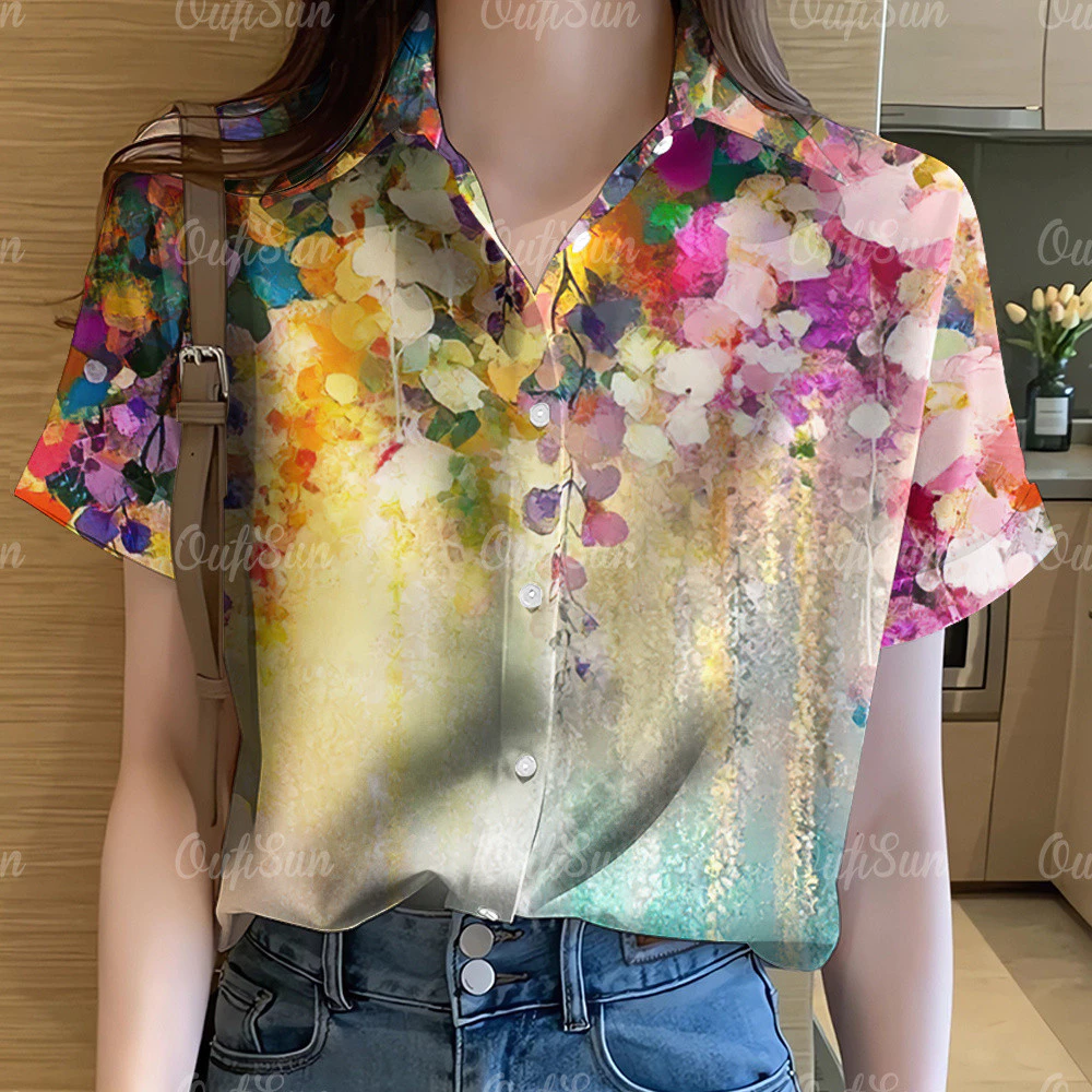 เสื้อฮาวายผู้หญิงลายดอกไม้แขนสั้นทรงโอเวอร์ไซส์ ไซส์ 42 thumbnail 7