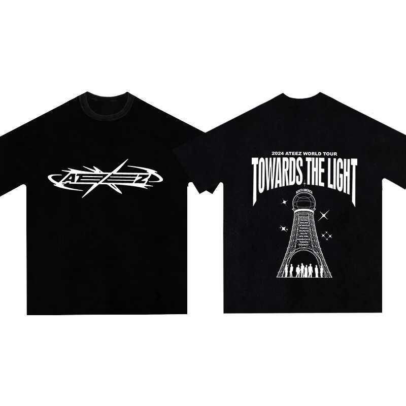 ▥ Album TOWARDS THE LIGHT T Shirt Hip Hop Washed Cotton Men Women T-Shir Tops Creative Ateez Fa
