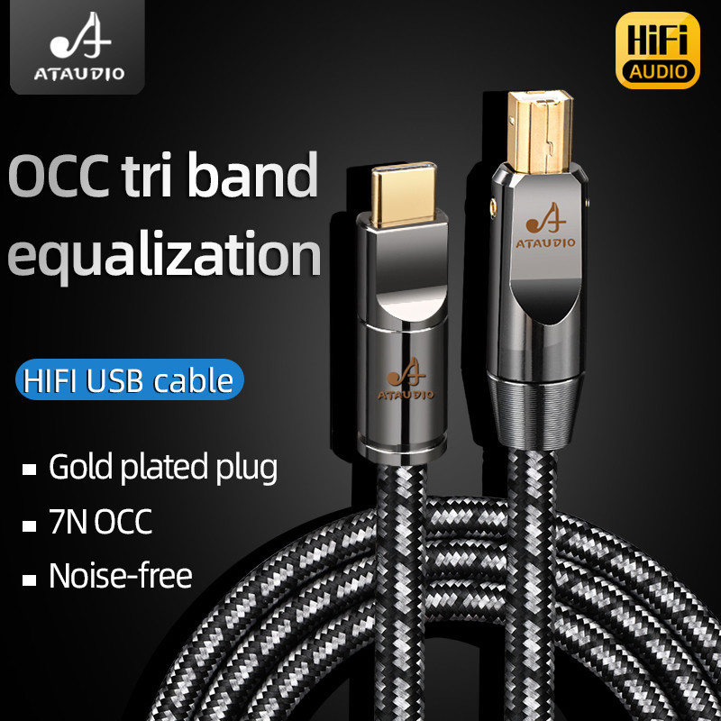 Ataudio HiFi สาย usb usb ประเภท A ถึง B Audio usb otg ประเภท B สายสําหรับ PC DAC มือถือ