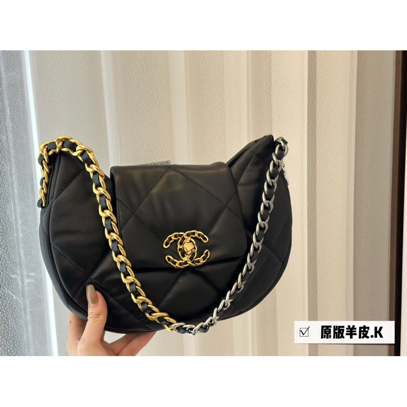 ♞Pre order Chanel 24c 19bag hobo กระเป๋าสะพายไหล่ หนังแกะ 30*21*7.5 cm