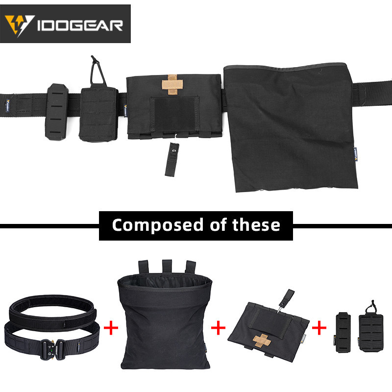 Idogear เข ็ มขัดยุทธวิธี 2 นิ ้ วพร ้ อมกระเป ๋ า 4 ชิ ้ นชุดเข ็ มขัดไนลอน 3415