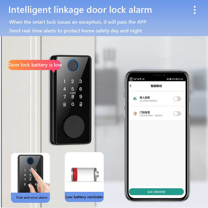 APP Tuya Smart Eletronic Door Lock Biometrics Fingerprint Door Lock Wifi Keyless Entry Keypad Digit