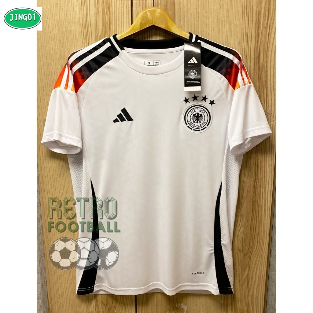 เสื้อฟุตบอลทีมชาติ เยอรมัน Home ชุดเหย้า ยูโร 2024 เกรดแฟนบอล [ 3A ] สีขาว เหมือนต้นฉบับ100%