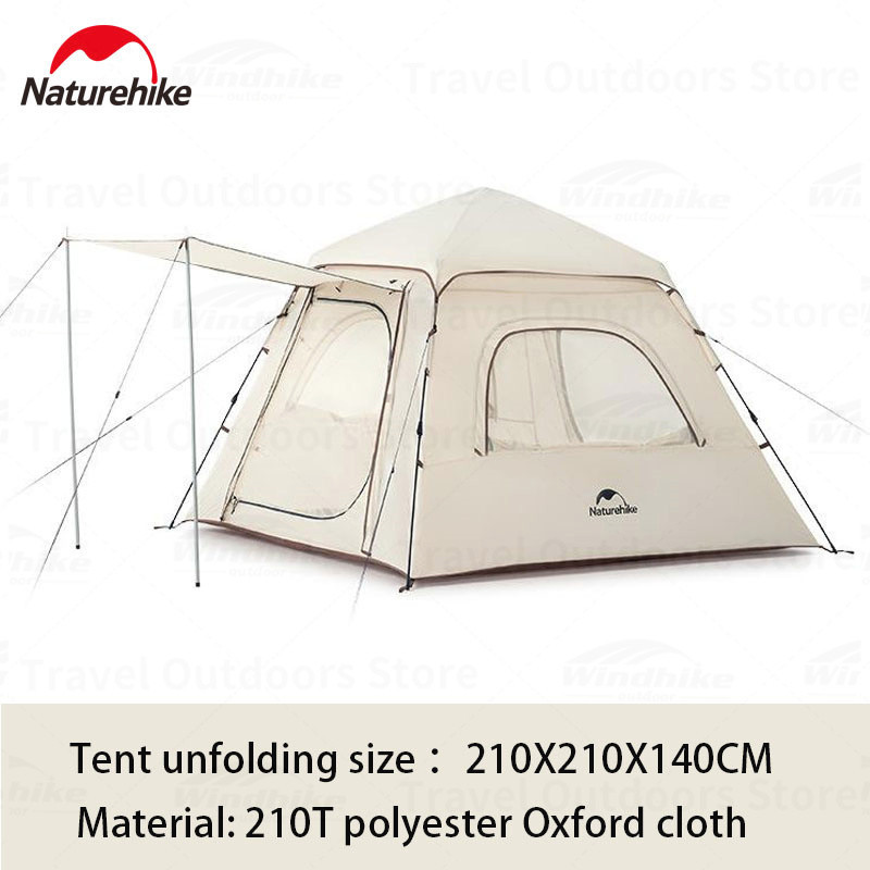 Naturehike Camping Tent Travel Waterproof Camping Tents 3 Persons One-Touch Tent 210D Polyester Oxford Fabric Camping