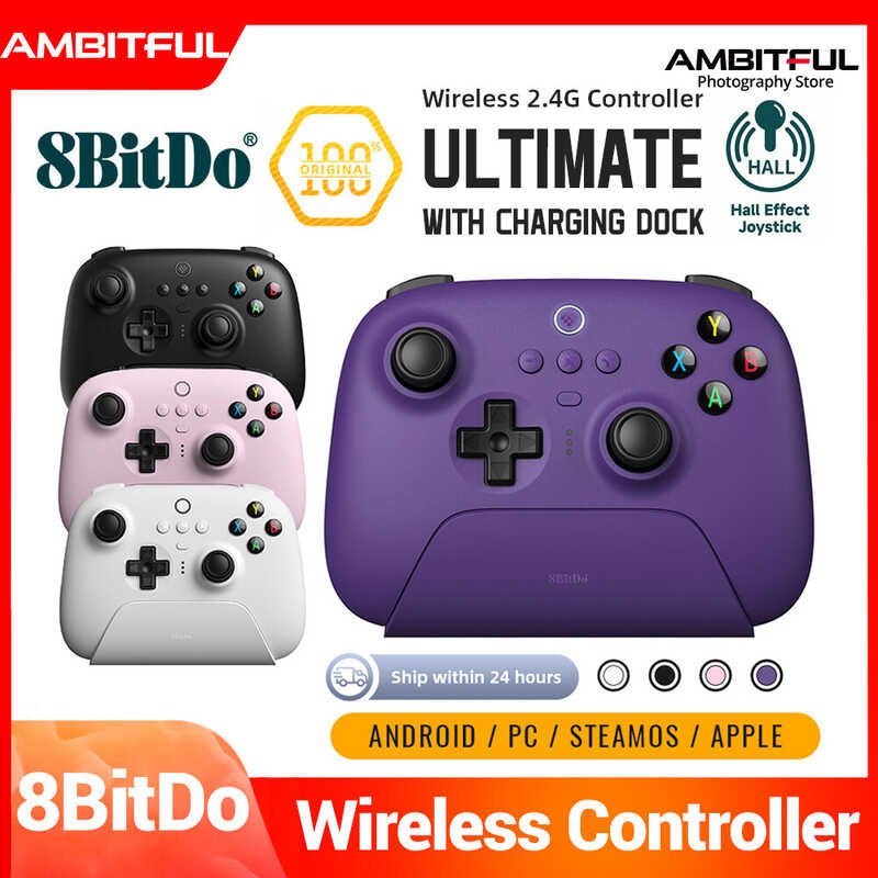 2.4g 8Bitdo Ultimate Wireless ALPS Joystick Switch Controller with Charging dock for PC Steam Deck