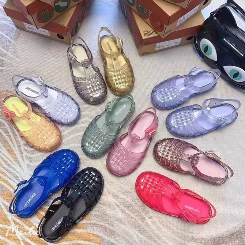 Melissaˉjelly 【Free Shipping】2023 shoes for big children retro woven children's hollow toe sanda 's