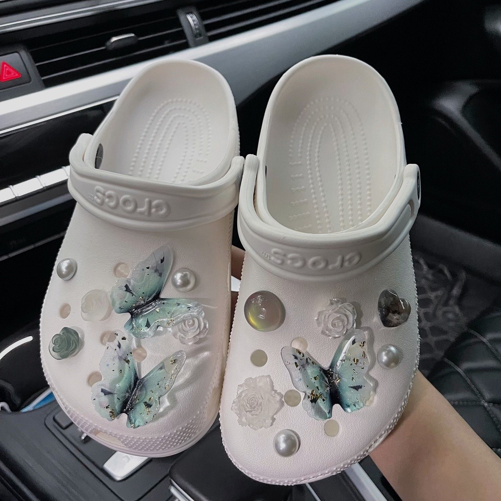 ในสต็อกelegant ผีเสื้อ14pcs DIY jibitz ชุด croc charm รองเท้าหัวเข็มขัดตกแต่งรองเท้าอุปกรณ์เสริมสําห